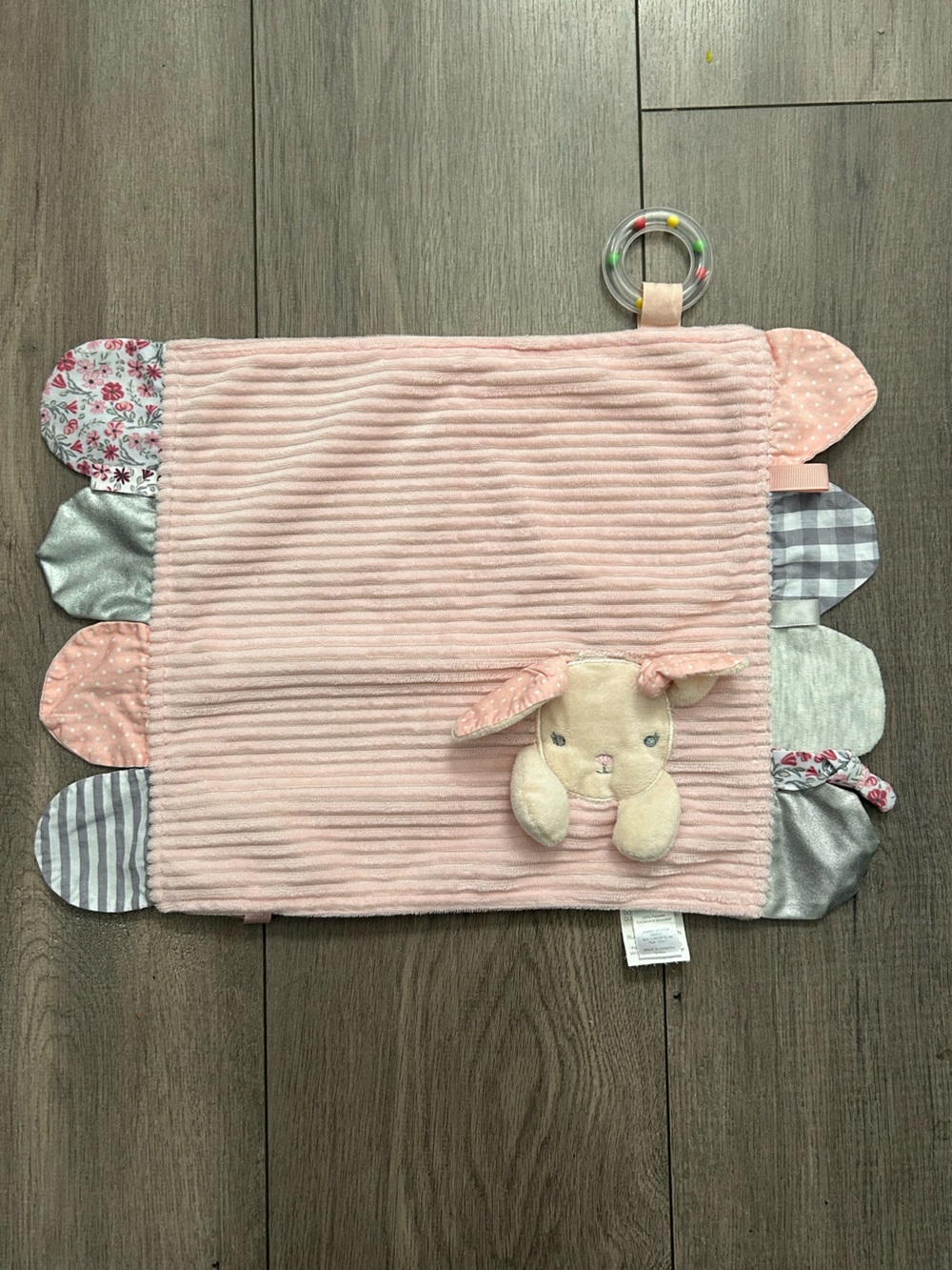 Modern Baby Pink Bunny Security Blanket Lovey Teether